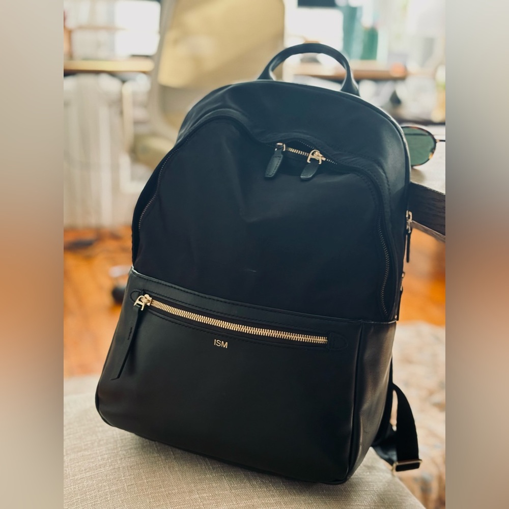 ISM Black Leather Backpack- Small